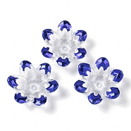 Plating Acrylic Bead Caps, Faceted, Flower, Dark Blue, 24x22x7mm, Hole: 2mm(OACR-H118-06C)