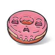 Flat Round Cake Enamel Pin, Food Shape Alloy Brooch for Backpack Clothes, Electrophoresis Black, Hot Pink, 22.5x27x1.5mm(FIND-K005-37EB)
