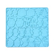 Christmas Theme Pendant Silicone Molds, Resin Casting Molds, for UV Resin, Epoxy Resin Jewelry Making, Mixed Shapes, Deep Sky Blue, 242x260x4mm, Hole: 2mm and 4mm(DIY-K051-01)