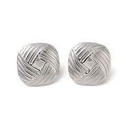 304 Stainless Steel Stud Earrings for Women, Square, 19.5x19.5mm(EJEW-L272-027P-02)