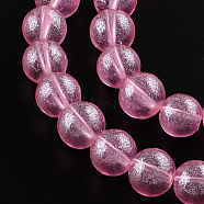 Transparent Spray Painted Glass Bead Strands, Round, Medium Violet Red, 8mm, Hole: 1.3~1.6mm, about 104pcs/strand, 32.7 inch(DGLA-R050-8mm-14)