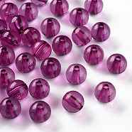 Transparent Acrylic Beads, Round, Magenta, 10x9mm, Hole: 2mm, about 940pcs/500g(MACR-S370-A10mm-743)