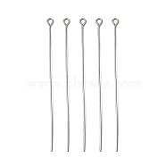 304 Stainless Steel Eye Pins, Stainless Steel Color, 65mm, Hole: 2mm, Pin: 0.7mm(STAS-YW0001-66)