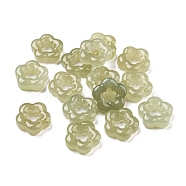 Natural Hetian Jade Linking Rings, Flower Charm, 12~14x3.8~5mm(G-A214-01)