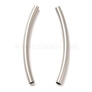 304 Stainless Steel Tube Beads, Curved Tube, Stainless Steel Color, 40x3mm, Hole: 2.5mm(STAS-M308-01B)