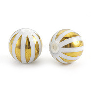 Electroplate Glass Beads, Stripe Round, Golden Plated, 10x9.5~10mm, Hole: 1.2mm, 200pcs/bag(EGLA-T009-15F)