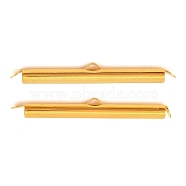 Iron Slide On End Clasp Tubes, Slider End Caps, Cadmium Free & Lead Free, Golden, 5.5x40x4mm, Hole: 1mm, 3.2mm inner diameter(X-IFIN-R212-4.0cm-G)