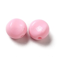 Opaque Acrylic Beads, Flat Round, Pink, 9.5~10x12mm, Hole: 1.8mm, about 1110pcs/500g(OACR-L013-003H)
