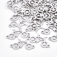 201 Stainless Steel Links connectors, Laser Cut Links, Bicycle, Stainless Steel Color, 20x10x1mm, Hole: 1.4mm(STAS-T044-23P)