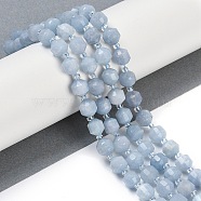 Dyed Natural White Jade Beads Strands, Faceted, Bicone, Double Terminated Point Prism Beads, Light Blue, 8x7mm, Hole: 1.2mm, about 40pcs/strand, 15.16''(38.5cm)(G-O201B-110F)