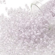 TOHO Round Seed Beads, Japanese Seed Beads, (1066) Pale Purple Lined Crystal, 8/0, 3mm, Hole: 1mm, about 220pcs/10g(X-SEED-TR08-1066)