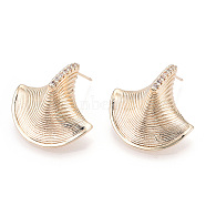 Brass Micro Pave Cubic Zirconia Ear Studs, Witch Hat, Real 18K Gold Plated, 23x23mm(EJEW-P268-04G)