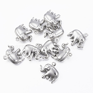 304 Stainless Steel Charms, Hollow Elephant, Stainless Steel Color, 14x15x5mm, Hole: 1.2mm(STAS-H413-13P)
