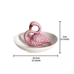 Animal Porcelain Jewelry Plate, Storage Tray for Rings, Necklaces, Earring, Flamingo Shape, 105x70mm(PW-WG39A8A-04)