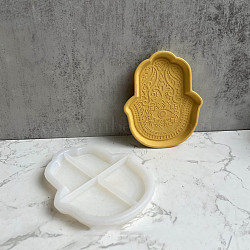 DIY Hamsa Hand Tray Plate Silicone Molds, Storage Molds, for UV Resin, Epoxy Resin Craft Making, White, 154x127x9mm(DIY-P070-E01)