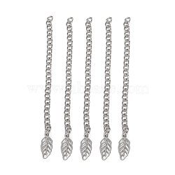 304 Stainless Steel Chain Extender, with Leaf Pendants, Stainless Steel Color, 60mm(X-FIND-JF00071-01)