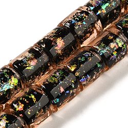 Handmade Dichroic Foil Glass Beads Strands, Barrel, Light Salmon, 9x9mm, Hole: 2mm, about 35pcs/strand, 12.80''(32.5cm)(DICH-U001-09C)