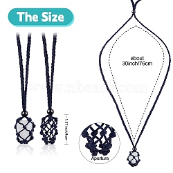 Braided Waxed Cotton Thread Cords Macrame Pouch Necklace Making, Adjustable Glass Beads Interchangeable Stone Necklace, Prussian Blue, 30 inch(76cm), 2pcs/set(AJEW-SW00022-09)
