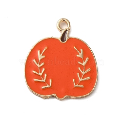 Thanksgiving Day Golden Tone Alloy Enamel Pendants, Pumpkin, 22.5x20x1.5mm, Hole: 2mm(ENAM-M002-02L-G)