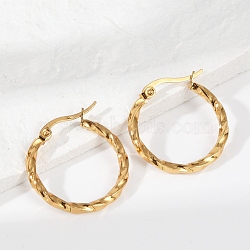 201 Stainless Steel Hoop Earrings, with 304 Stainless Steel Pins, Twisted Ring Shape, Golden, 25x2.5mm, Pin: 1x0.7mm(EJEW-I245-07B)