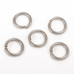 Tarnish Resistant 304 Stainless Steel Open Jump Rings, Twisted Round, Stainless Steel Color, 13x2mm, Inner Diameter: 9mm, 12 Gauge(STAS-G224-23P-03)