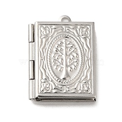 304 Stainless Steel Locket Pendants, Photo Frame Charms for Necklaces, Rectangle with Tree Charm, Stainless Steel Color, Rectangle, 26x19x4.5mm, Hole: 1.8mm, Inner Diameter: 15x10mm(STAS-Q300-01C-P)