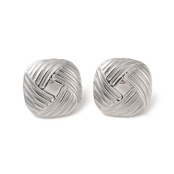 Non-Tarnish 304 Stainless Steel Stud Earrings for Women, Square, 19.5x19.5mm(EJEW-L272-027P-02)