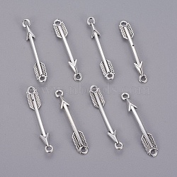 Tibetan Style Alloy Arrow Links connectors, Cadmium Free & Lead Free, Antique Silver, 37x6x2mm, Hole: 2mm(X-TIBE-3497-AS-LF)