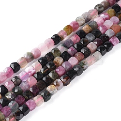 Natural Tourmaline Beads Strands, Faceted, Cube, 3.5~4x3.5~4x3.5~4mm, Hole: 0.6mm, about 92~104pcs/strand, 15.35 inch~15.55 inch(39~39.5cm)(G-L537-013A)
