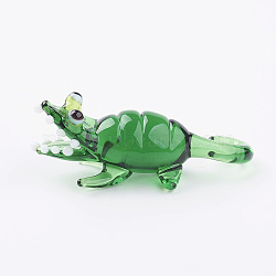 Home Decorations, Handmade Lampwork Display Decorations, Crocodile, Green, 25~36x13~19x9~13mm(LAMP-J084-03)