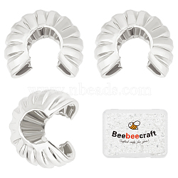 160Pcs Brass Crimp Bead Cover, 925 Sterling Silver Plated, 5.5x3mm, Hole: 2mm(FIND-BBC0003-65A-S)