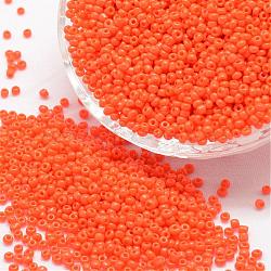 6/0 Glass Seed Beads, Grade A, Round, Opaque Colours, Coral, 3.6~4.0mm, Hole: 1.2mm, about 5000pcs/pound(SEED-J014-F6-50)