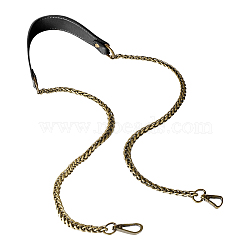 PU Leather Bag Straps, with Alloy Swivel Clasps and Iron Wheat Chain, for Bag Replacement Accessories, Black, 112x0.7~3x0.4~0.7cm(FIND-WH0049-57B)