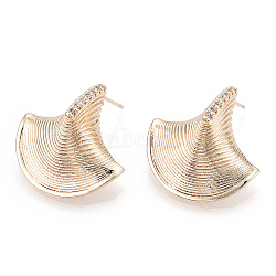 Brass Micro Pave Cubic Zirconia Ear Studs, Witch Hat, Real 18K Gold Plated, 23x23mm(EJEW-P268-04G)