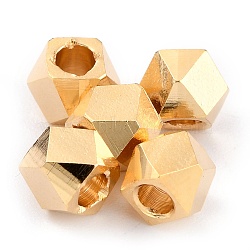 Brass Spacer Beads, Long-Lasting Plated, Faceted Column, Real 24K Gold Plated, 4x4~5mm, Hole: 2mm(X-KK-O133-202C-G)