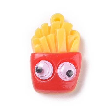 Imitation Food Plastic Pendants, Chips with Eye, Red, 22.4x14x7.7mm, Hole: 1.2mm