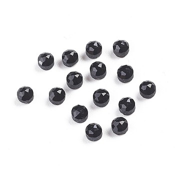 Opaque Glass Cabochons, Faceted, Half Round/Dome, Black, 2.5x2.5mm