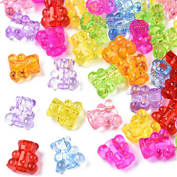 Transparent Acrylic Beads, Bear, Mixed Color, 10x10x6mm, Hole: 3mm, about 2222pcs/500g