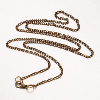 Iron Necklace Making, Twisted Curb Chain, with Alloy Lobster Clasp, Antique Bronze, 24.64 inch