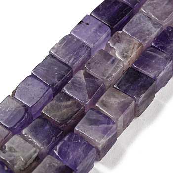 Natural Amethyst Beads Strands, Cube, 6~6.5x6~6.5x6~6.5mm, Hole: 1.2mm, about 63~64pcs/strand, 15''~15.16''(38.1~38.5cm)