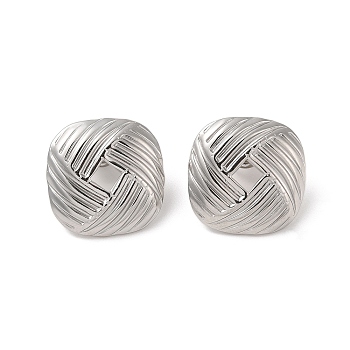304 Stainless Steel Stud Earrings for Women, Square, 19.5x19.5mm