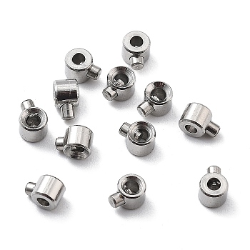 304 Stainless Steel Crimp Beads, Loose Spacer Beads, Rondelle, Stainless Steel Color, 3.5x3x2.5mm, Hole: 0.7mm