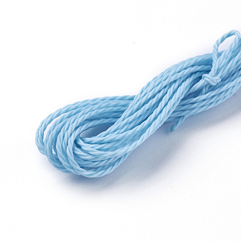 Round Waxed Polyester Cord, Taiwan Waxed Cord, Twisted Cord, Light Sky Blue, 1mm, about 9.79~9.84 yards(8.96~9m)/roll