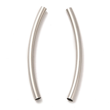 304 Stainless Steel Tube Beads, Curved Tube, Stainless Steel Color, 40x3mm, Hole: 2.5mm