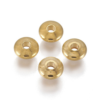 Brass Spacer Beads, Rondelle, Golden, 5x2mm, Hole: 1.6mm