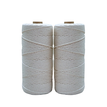 Cotton String Threads for Knit Making, White, 3mm, about 109.36 Yards(100m)/Roll