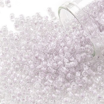 TOHO Round Seed Beads, Japanese Seed Beads, (1066) Pale Purple Lined Crystal, 8/0, 3mm, Hole: 1mm, about 220pcs/10g