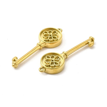 Ion Plating(IP) 304 Stainless Steel Pendants, Key Charm, Real 14K Gold Plated, 27.5x9x3mm, Hole: 0.8mm