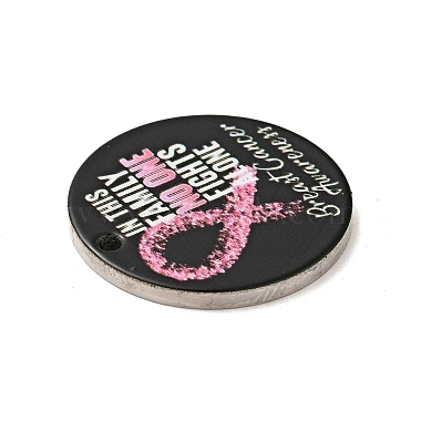 Breast Cancer Pink Awareness Ribbon Style 201 Stainless Steel Pendants(STAS-J041-03A)-2