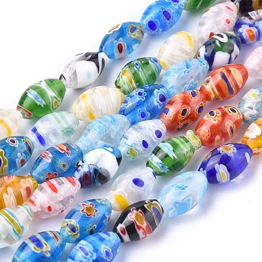 12mm Mixed Color Oval Millefiori Lampwork Beads